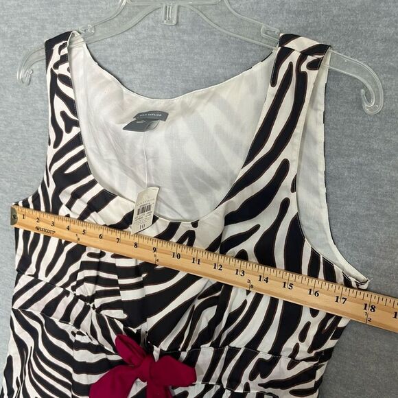 Ann Taylor Y2K Baby Doll Zebra Print Top Womens 10 Sleeveless Contrast Bow NWT - Picture 8 of 11
